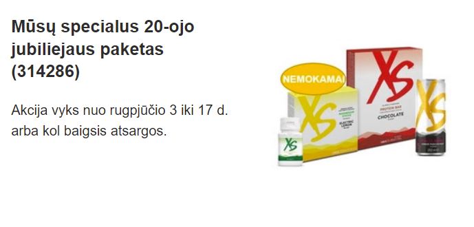 AMWAY produktų „XS™“ serijos 20-ojo jubiliejaus paketas